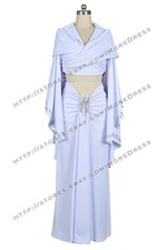 Cosplay Padme Amidala Star Wars Costume White Dress Cloak Full Set Outfit