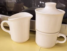 Homer Laughlin 1980 INTERNATIONAL WHITE Fashion House CUP SUGAR CREAMER