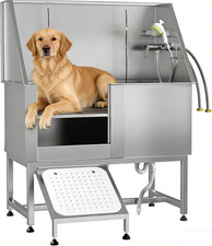 50" Dog Washing Station with Ramp,Stainless Steel Pet Bathing Station for Home