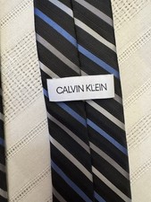 Calvin Klein Boy s Striped Tie Black/Blue/Gray/White Polyester K2K84401001