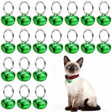 20 Set 18mm Cat Bells Cross Copper Bells for Collars with Key Ring Green