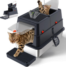 Stainless Steel Litter Box with Lid, Enclosed Metal Litter Box, Extra Large Kitt