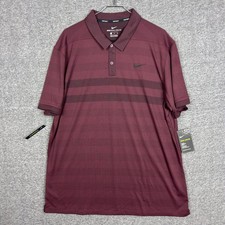 NEW Nike Polo Shirt Mens XL Burgundy Zonal Cooling Striped Performance Golf NWT