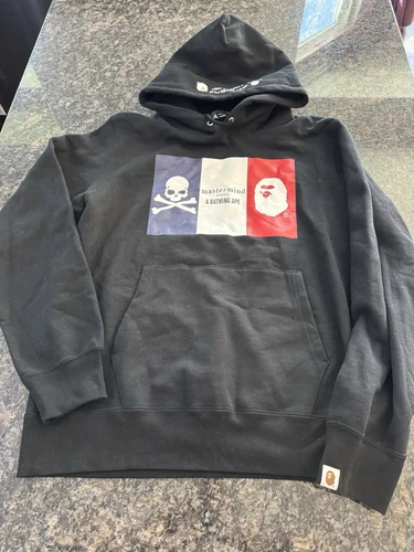 A BATHING APE (BAPE) Felpa con cappuccio esclusiva Bape x Mastermind Giappone francese tricolore Parigi taglia XL