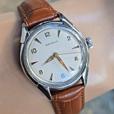 Vintage BENRUS men's manual wind watch Model DP23 15Jewels swiss 1950s