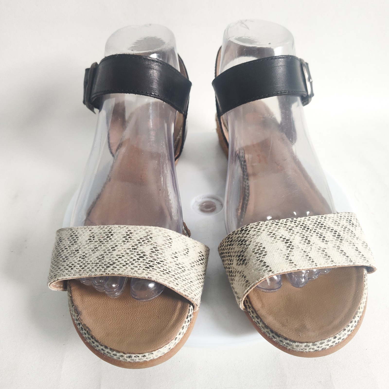 Eric Michael Snake Leather Open Toe Platform Espa… - image 5