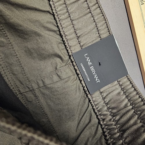 NWT Lane Bryant Brown Green Elastic Waist Cotton Bermuda Shorts Pockets Sz 22/24 - 第 8/10 張圖片