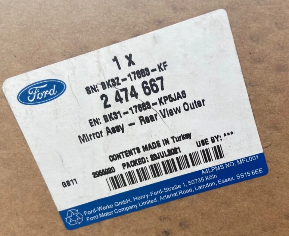 Genuine Ford Transit TTG 2019+ RHD Left Side Exterior Rear View Mirror 2474667 - Image 4 of 4