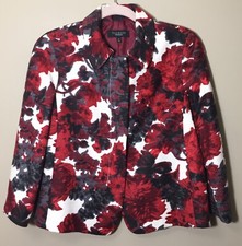 Talbots Floral Cotton Blazer Jacket 3/4 Sleeves Size 8