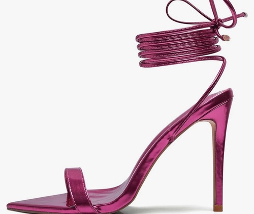 Sandali da donna GENSHUO tacchi alti a stiletto gladiatore metallico fucsia taglia 10 - Foto 3 di 9