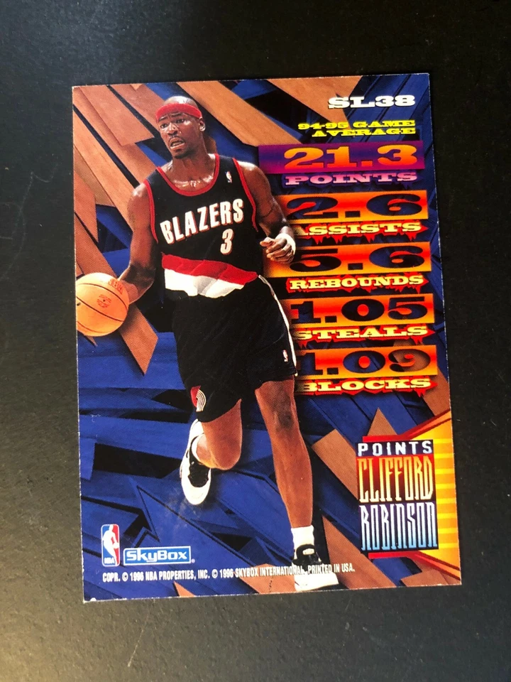 1996 CLIFFORD ROBINSON SkyBox Basketball Card  # SL38 Made in USA - Image 3 of 4