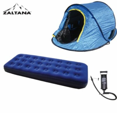 POP UP TENT WITH AIR MATTRESS(SINGLE) AND AIR PUMP SET