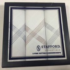 Stafford Essentials 3 Fine Cotton Handkerchiefs Factory Sealed