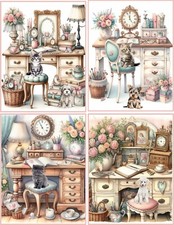 8 Cat Kitty Kitten Dog Puppy Shabby Chic desk...