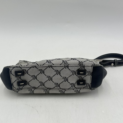 Ralph Lauren Pequeño Monograma Bolso de Hombro Cartera Bolso de Mano Gris Negro Correa - Imagen 6 de 12