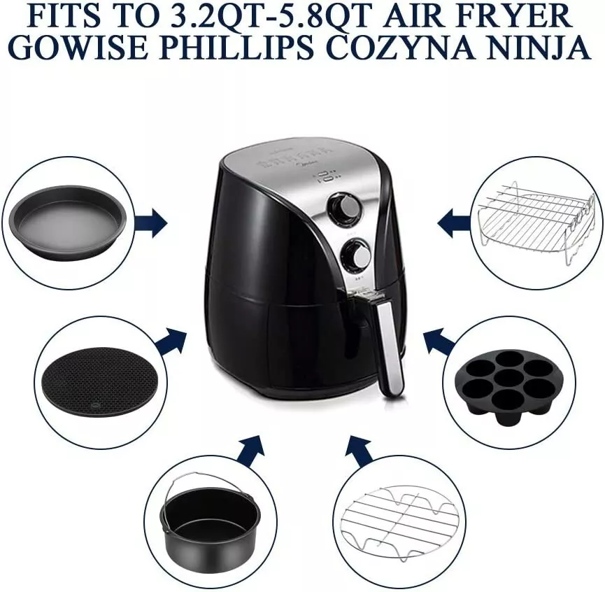 7 Inch / 8 Inch Accessories For Philips/GOWISEUSA/COZYNA/COSORI/Ninjia and  All Air Fryers 3.7QT to 5.8QT