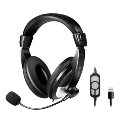 Kopfhörer Stereo-Headset mit Steuerung USB-A-Stecker Bügelmikrofon kabelgebunden