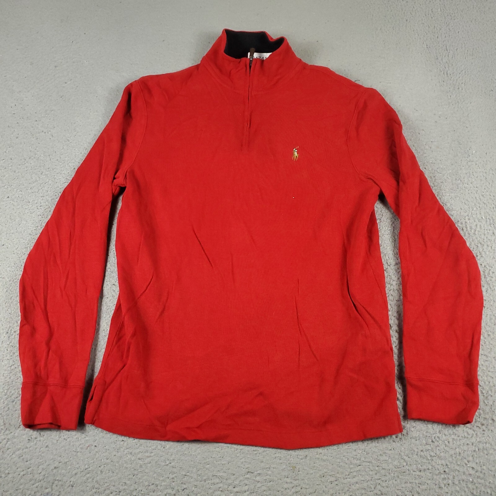 Maglione Ralph Lauren uomo piccolo rosso pony casual 1 4 zip pullover felpa