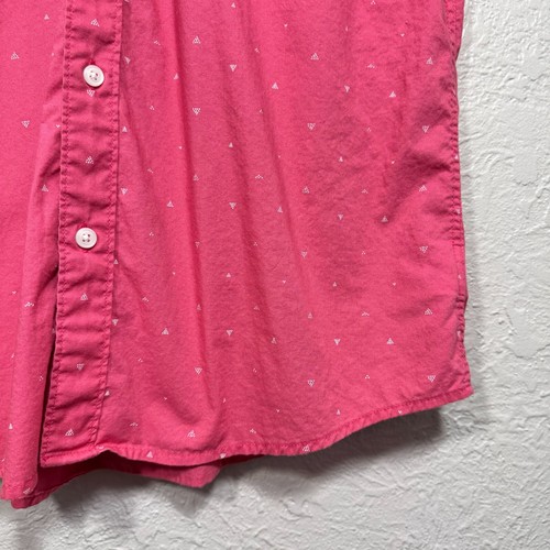 American Eagle Camp Shirt Button Down Medium Pink Geometric Triangle Dot Preppy - Picture 5 of 15