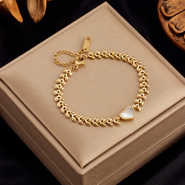SchöNes Armband Mit Herz Charm Schmuck Gold Plattiert (Vergoldet) Geschenk-image