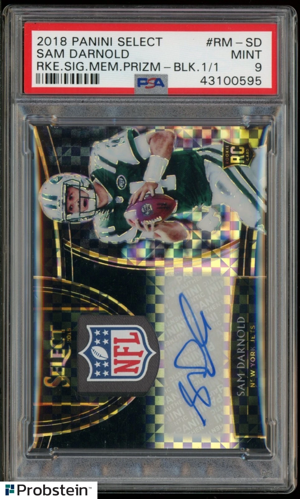 Sam Darnold Panini Select Rookie Signature Memorabilia Prizm #RMSD Black 1/1