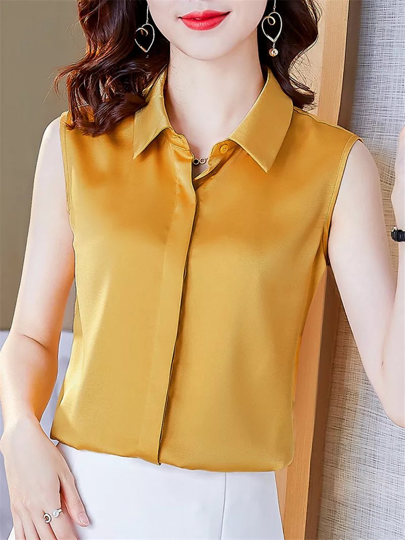 sleeveless silk shirt