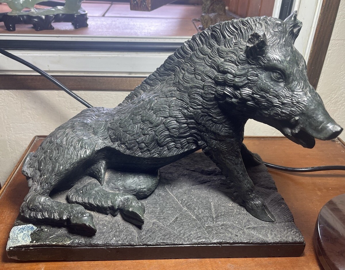 Statue Sanglier Pierre Sculptée Fin XIXème Florence D’après Pietro Tacca  -8,2 Kg