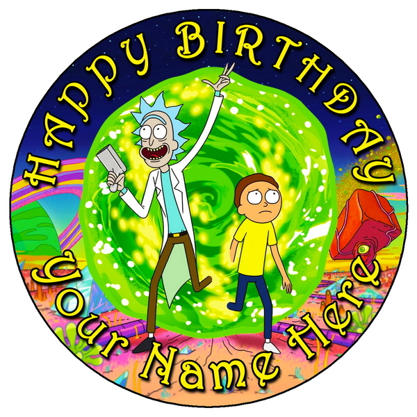 RICK AND MORTY PORTAL 7.5" PERSONALISED ROUND EDIBLE