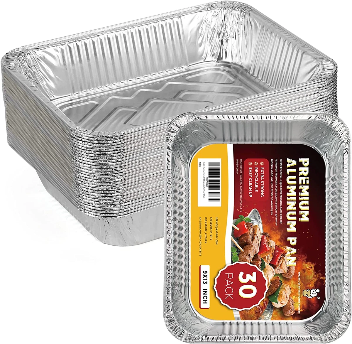 9X13 Half Size Aluminum Foil Pans Disposable 30 Pack Baking Pans Square  Aluminum