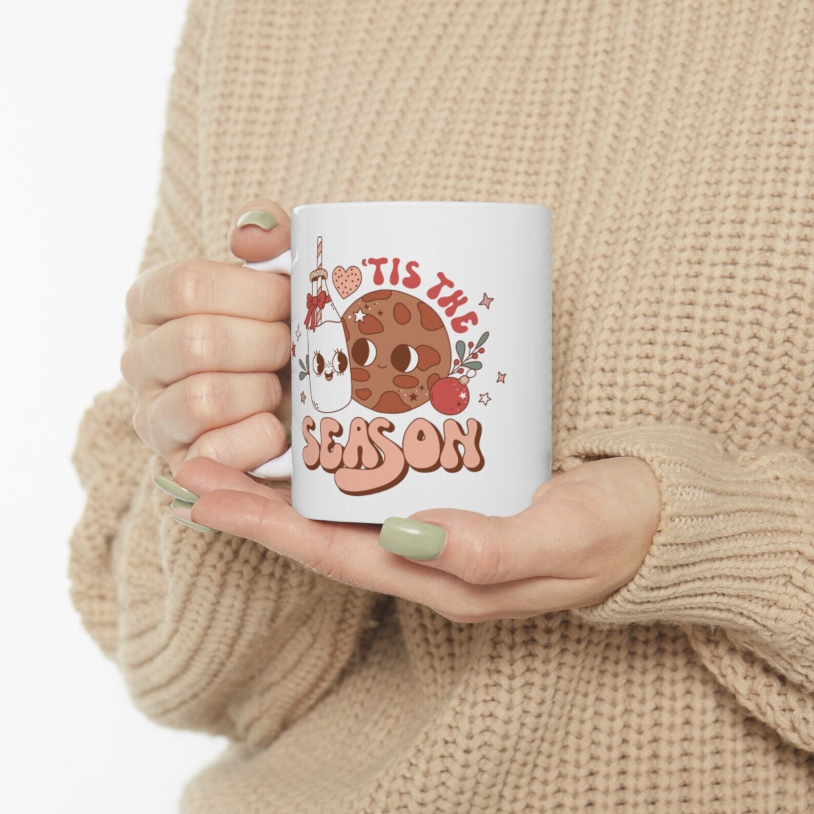Tis The Season Cute Retro Milk And Cookies Mug