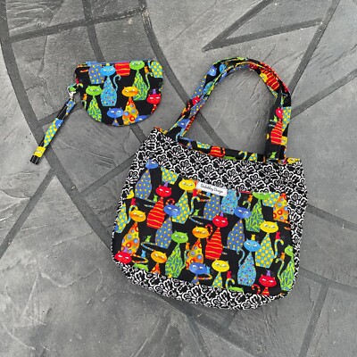 Cat Lovers Tote Shoulder Bag Badabling Design Kitten Art 12H X 14W