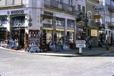 Sl59 Original slide 1970's  Alcobaça downtown Mobil gasoline office 824a