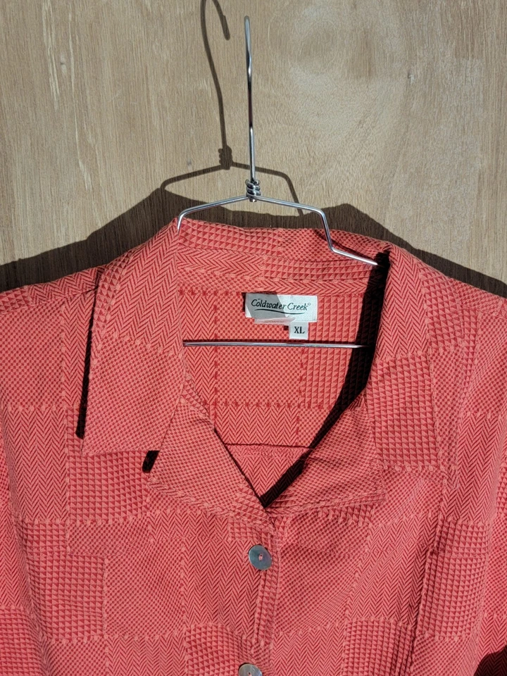 Coldwater Creek Blazer Abrigo Mujer XL Cuello Botón Acolchado Naranja Melocotón Foto 4 de 4