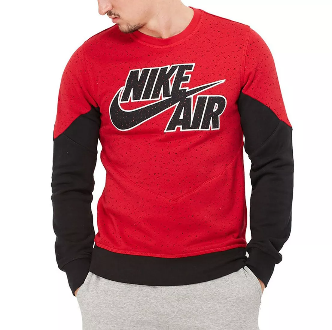 Nike Air Logo Retro Crewneck Pullover Sweatshirt Size Medium Adult Black Red M