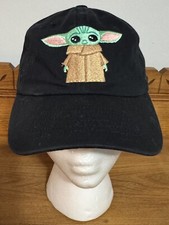 Mandalorian Baby Yoda Grogu Hat Disney Star Wars Black Cap Adult Adjustable OSFM