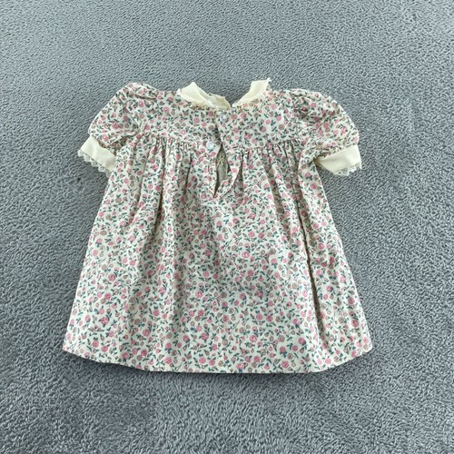 Vintage Polly Flinders Baby Girl Floral Smocked Dress 9 Months Cotton/Poly 5579 - Picture 2 of 9