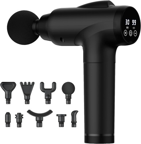 HEALTHLAB Vibrating Percussion Massager w/ 6 Interchangeable Heads - BLACK  | eBay