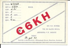 QSL  1936 Hamilton   Scotland     radio card