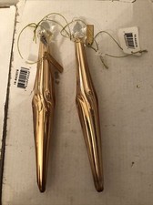 Set of Two Katherine's Collection Gold Spiral Blown Glass Ornaments - NEW 