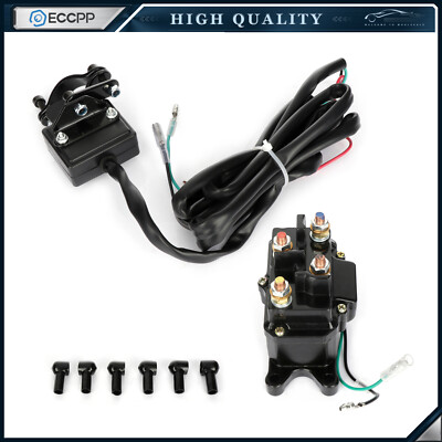 12V Solenoid Relay Contactor & Winch Rocker Thumb Switch Combo For Atv Utv