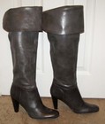 EUC Over the Knee Calvin Klein sz 9 Gray Leather Boots Pull On Cuffed Knee high — photo 6