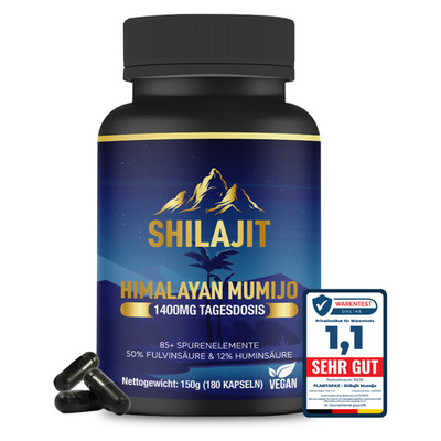 Hochdosiert Shilajit Mumijo   180 vegane Kapseln   1400mg Tagesdosis   Himalaya