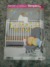 new Simplicity 8939 Pattern Nursery bedding cushion, bunting throw etc sun moon