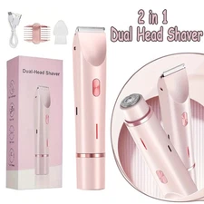 2 in 1 Dual Head Electric Lady Waterproof Shaver Razor For Women Private Area US