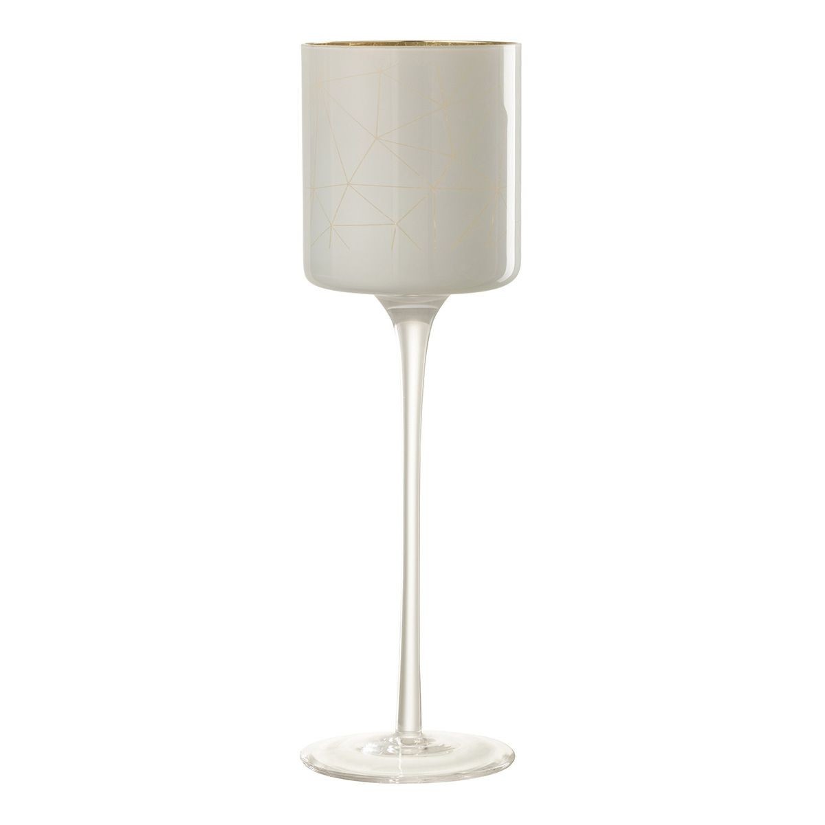 Photophore sur pied Milano 30cm blanc or bougeoir de salon moderne