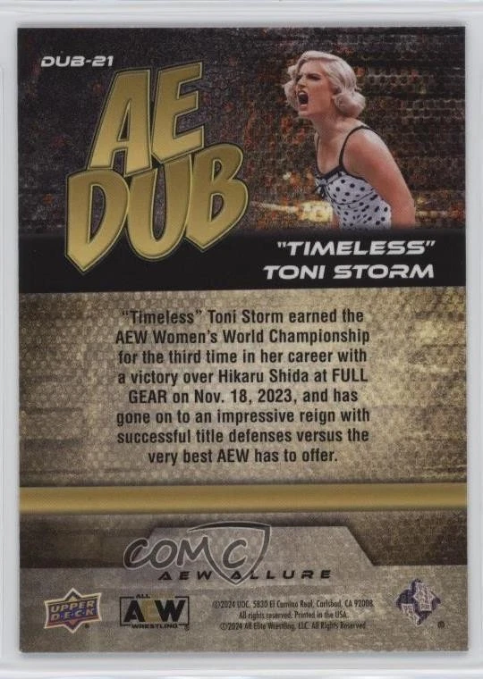 2024 Upper Deck Allure AEW AE Dub Timeless Toni Storm #DUB-21 - Image 2 of 2