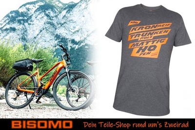 KTM Factory Team T-Shirt, grau mit Logo Print in orange Größe S