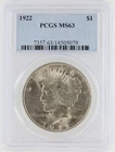 1922 Peace Silver Dollar PCGS MS63 S$1 Philadelphia Minted No Reserve