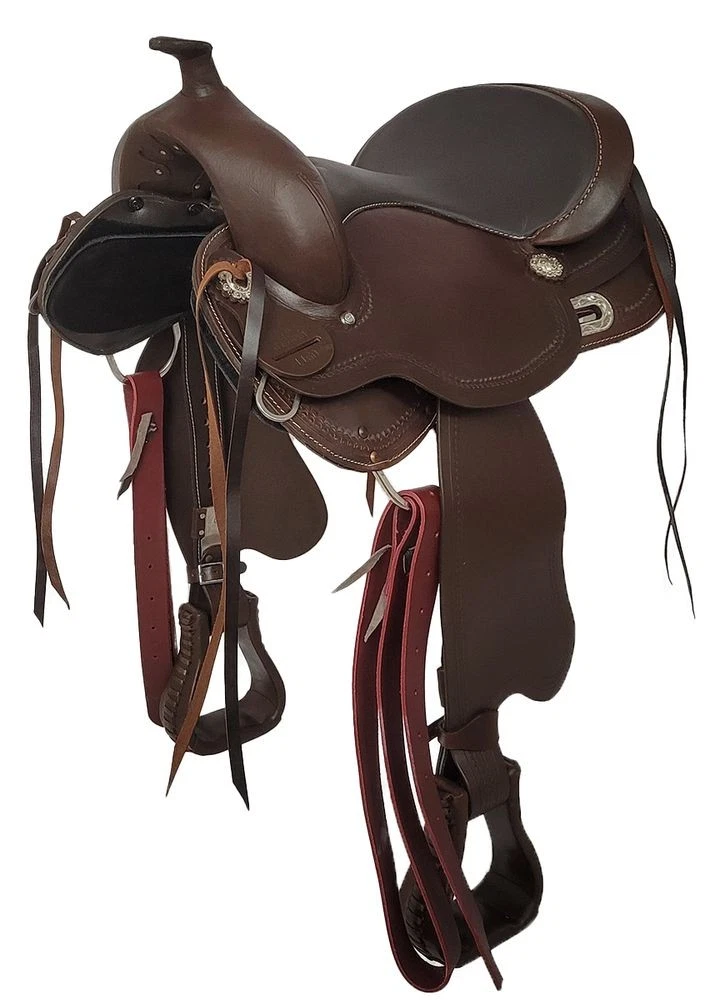 Selle Western Synthétique Sans Arbres RIDEX – Taille 15 Pouces – Marron