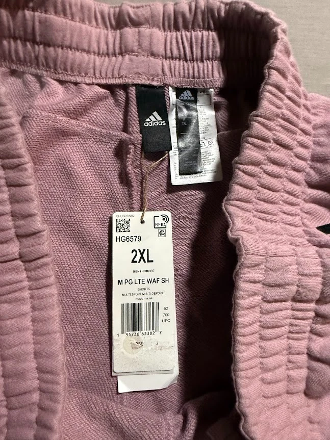 Pantalones Cortos Adidas Para Hombre 2XL Púrpura Cordones Polar Bolsillos Gimnasio Adulto 38x8 Nuevos. Foto 3 de 4